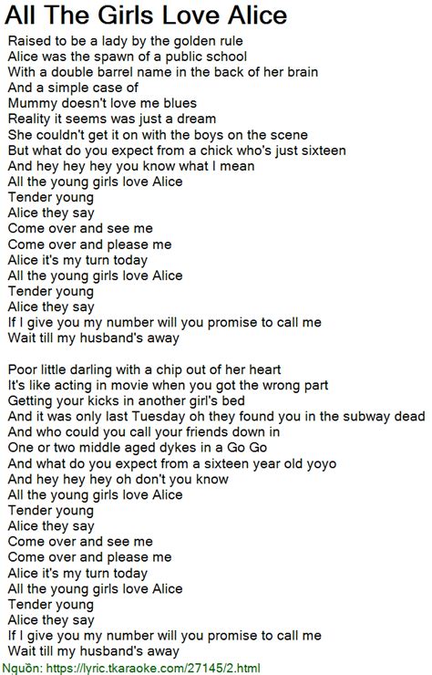 thegirls_girls alice|All The Girls Love Alice Lyrics